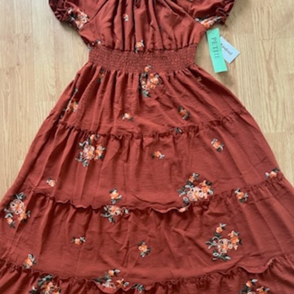 NWL Kindred Boho Chic Tiered Maxi Dress Floral Rust/Yellow Petite XL - Picture 2 of 9